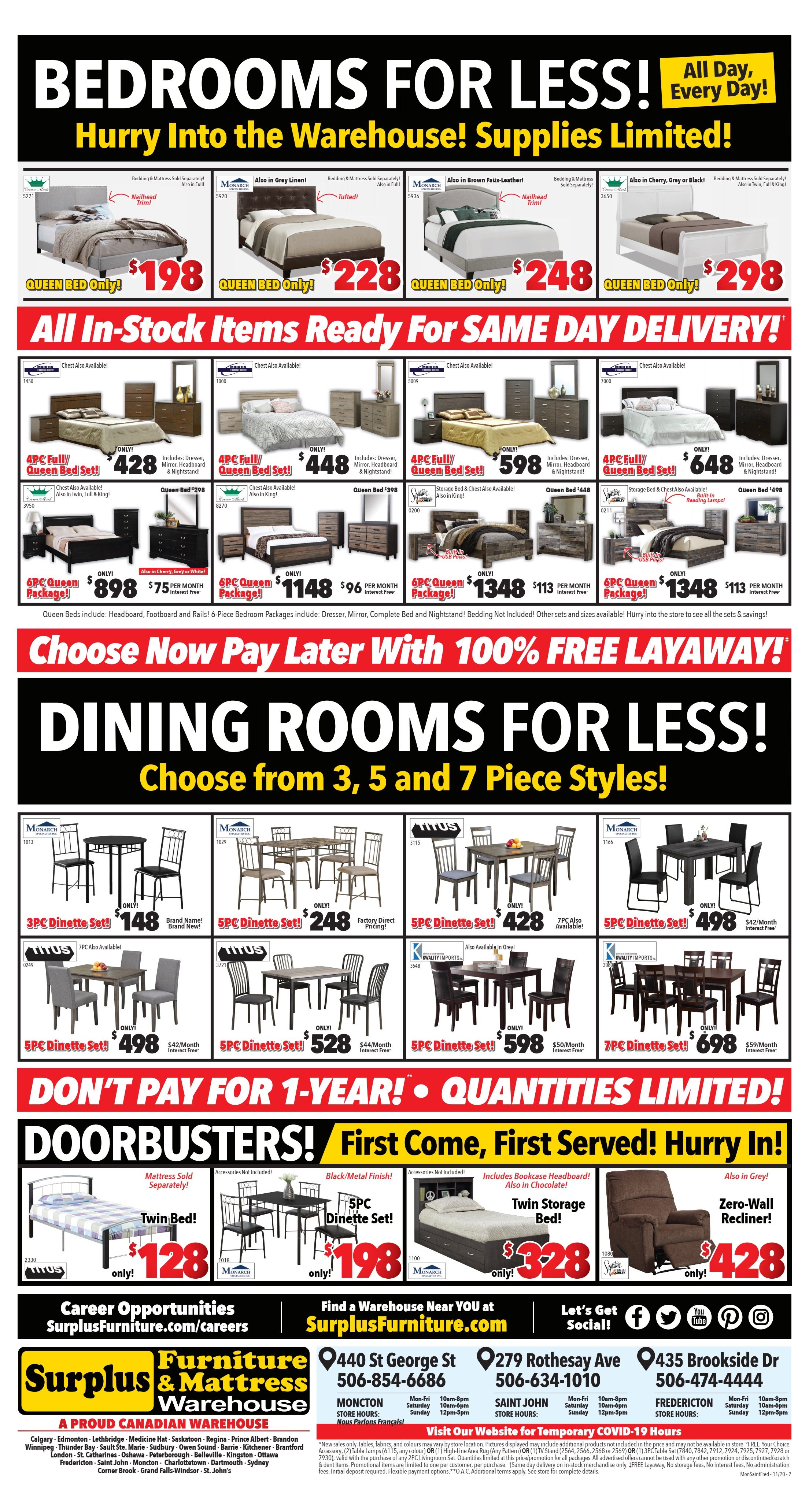 Surplus Furniture & Mattress Warehouse (Fredericton) Flyer November 17 to 23