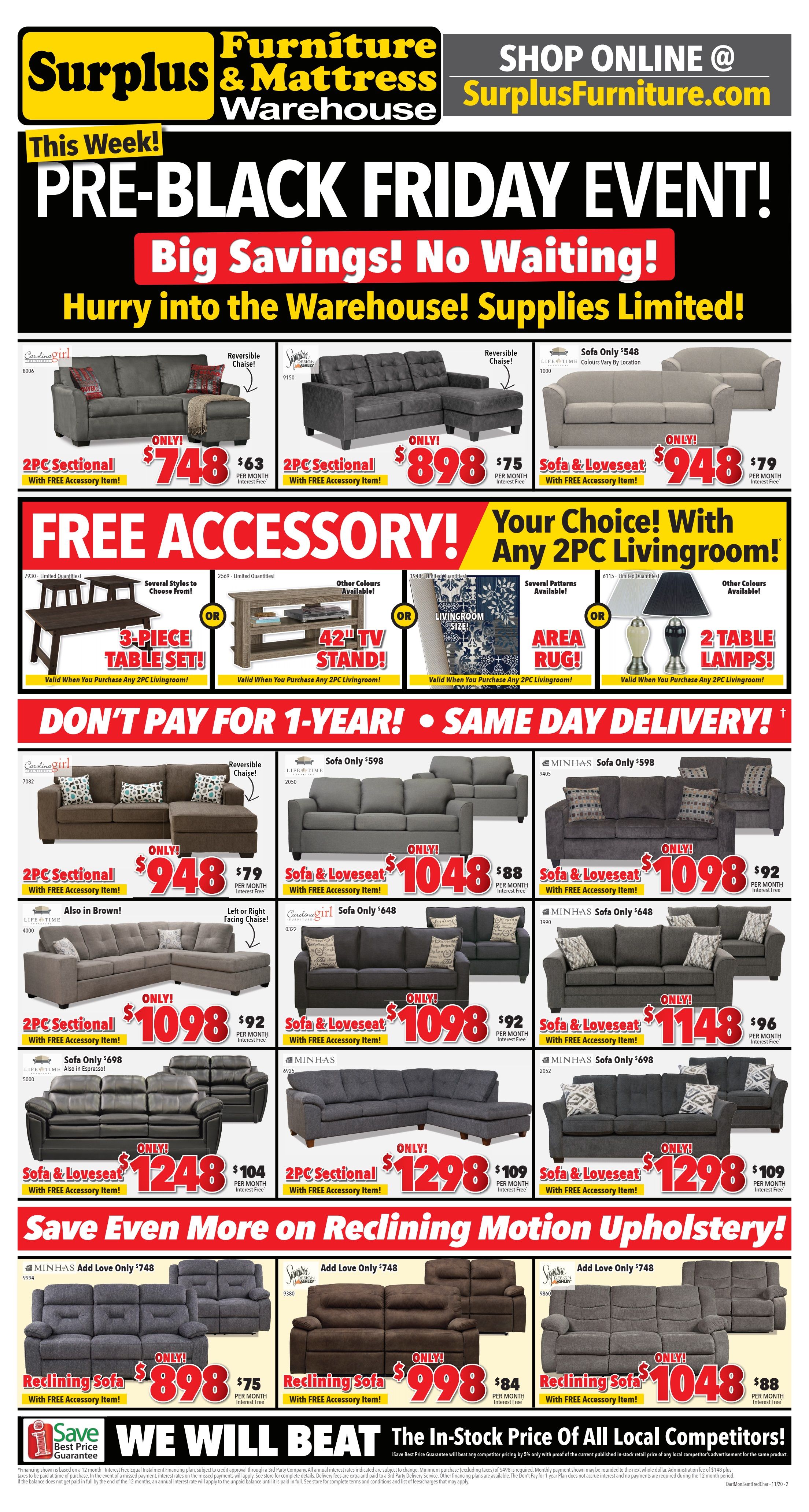 Surplus Furniture & Mattress Warehouse (Charlottetown) Flyer November 17 to 23