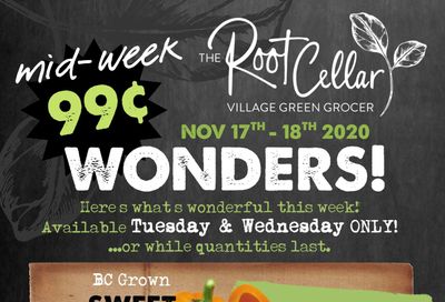 The Root Cellar Mid-Week Flyer November 17 and 18