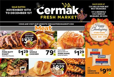 Cermak Fresh Market (WI) Thanksgiving Weekly Ad Flyer November 18 to December 1, 2020