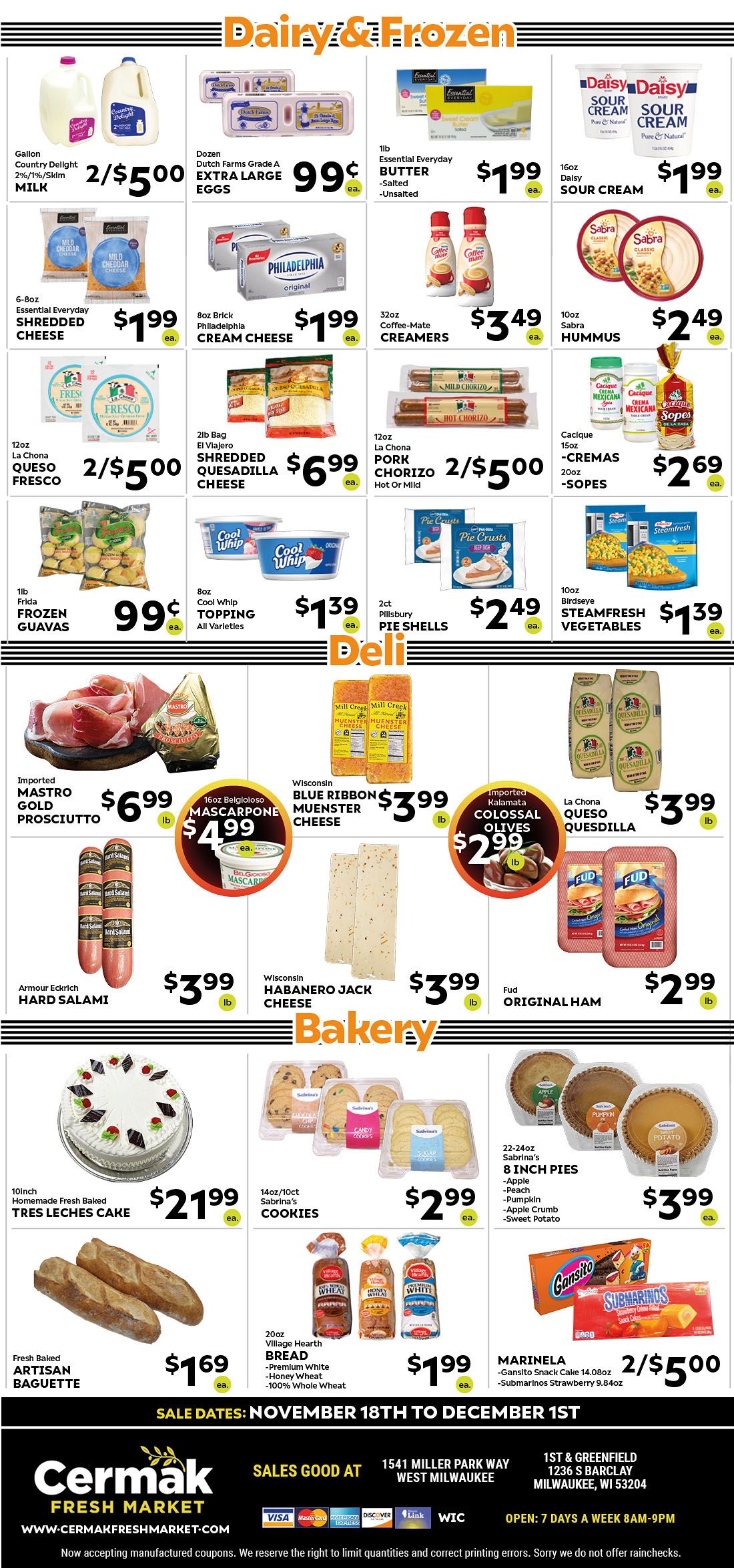 Cermak Fresh Market (WI) Thanksgiving Weekly Ad Flyer November 18 to December 1, 2020