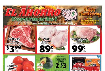 El Ahorro Supermarket Thanksgiving Weekly Ad Flyer November 18 to November 26, 2020