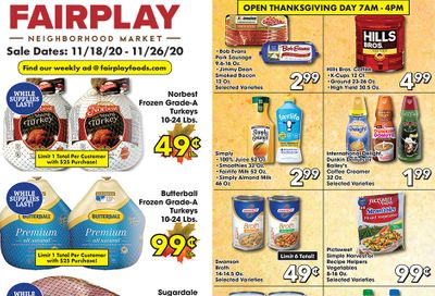 Fairplay Thanksgiving Weekly Ad Flyer November 18 to November 26, 2020