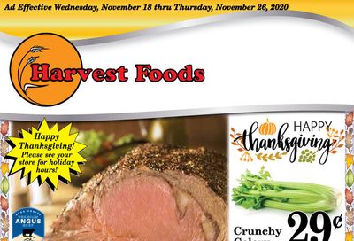 Harvest Foods Thanksgiving Weekly Ad Flyer November 18 to November 26, 2020