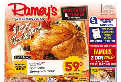 Ramey's Thanksgiving Weekly Ad Flyer November 18 to December 1, 2020