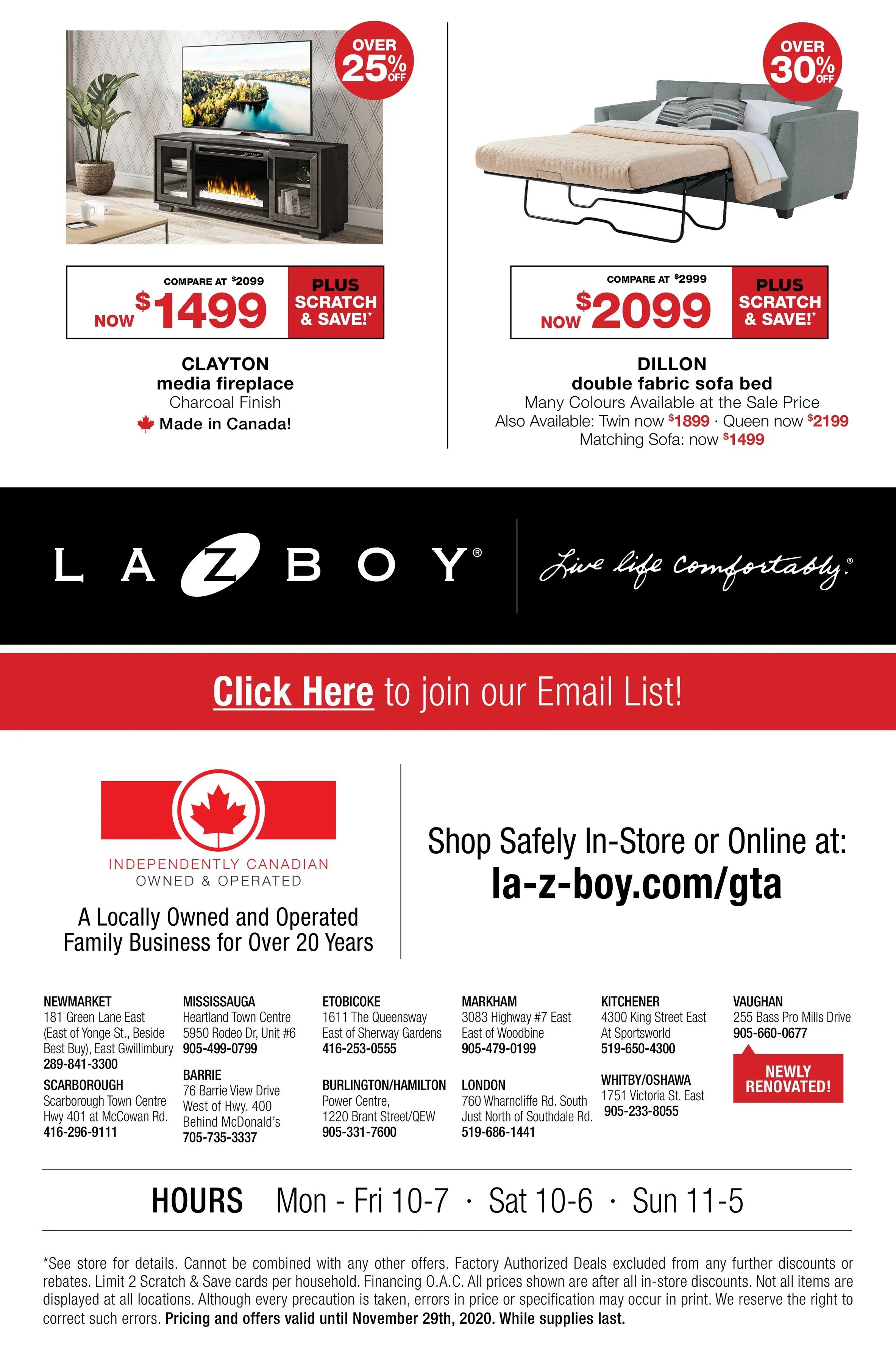 La-Z-Boy (GTA) Flyer November 19 to 29