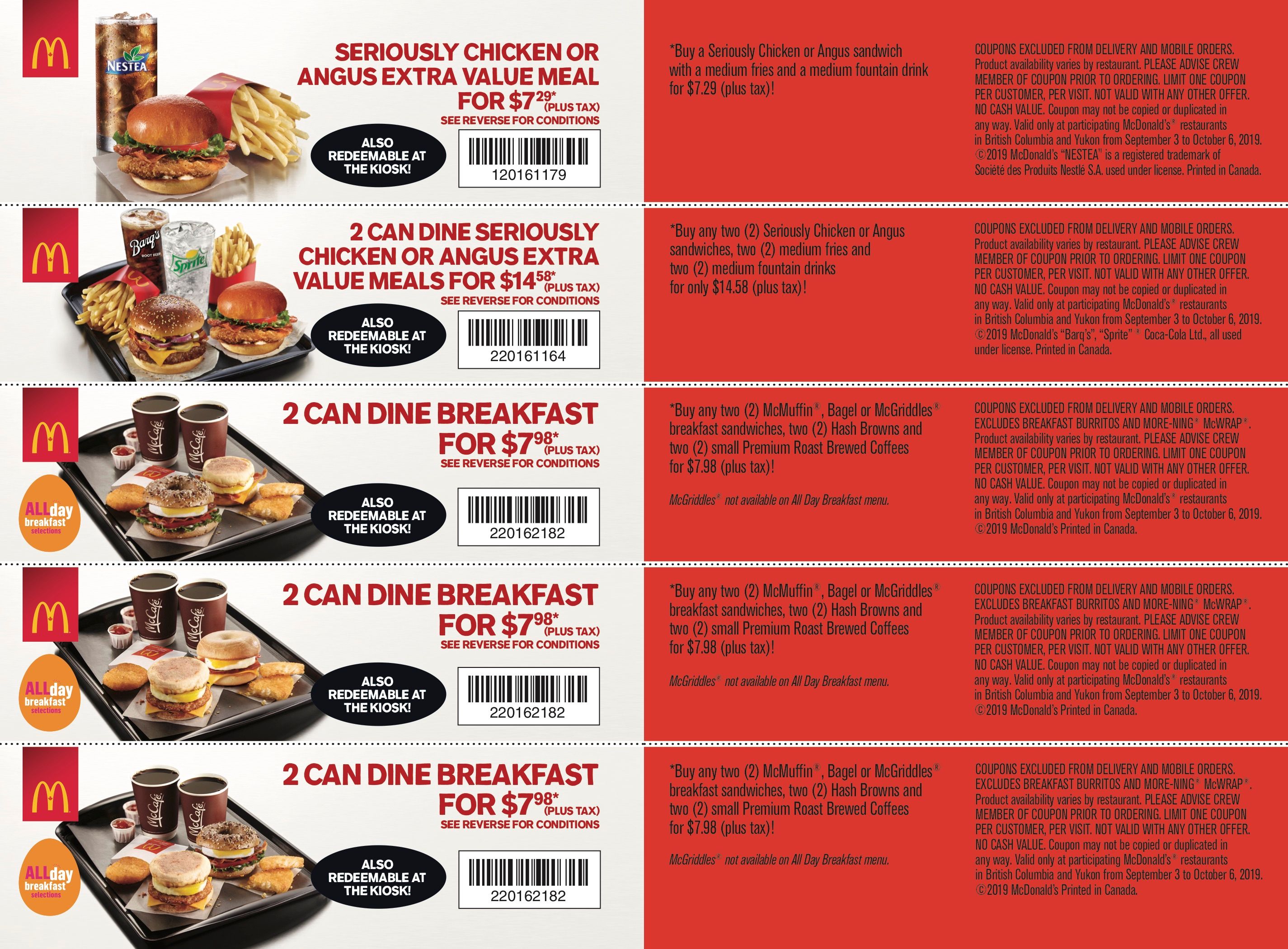 McDonald's Canada Coupons (BC, YT) September 3 to October 6