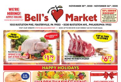 Bell's Market Thanksgiving Weekly Ad Flyer November 20 to November 26, 2020