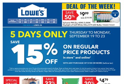 Lowe's Flyer September 19 to 25