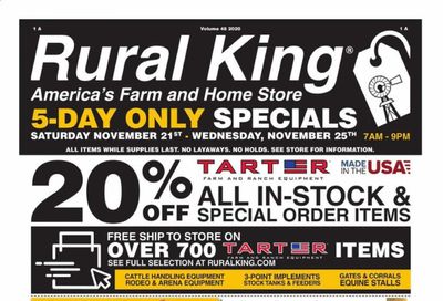 Rural King Weekly Ad Flyer November 21 to November 25