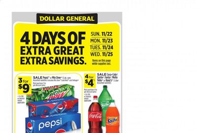 Dollar General (CT, GA, IL, IN, NY) Weekly Ad Flyer November 22 to November 28