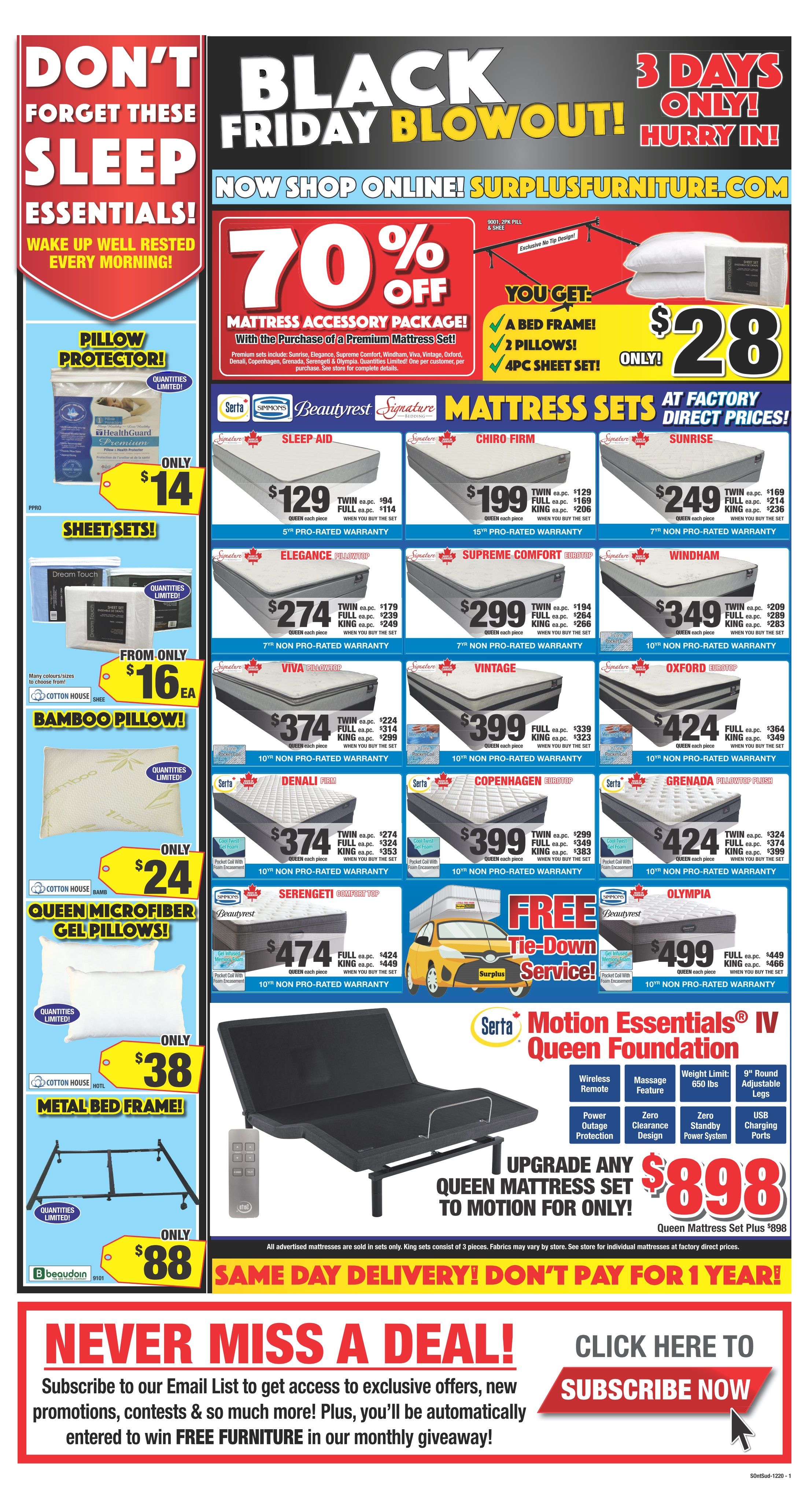 Surplus Furniture & Mattress Warehouse (Kitchener) Flyer November 24 to 30