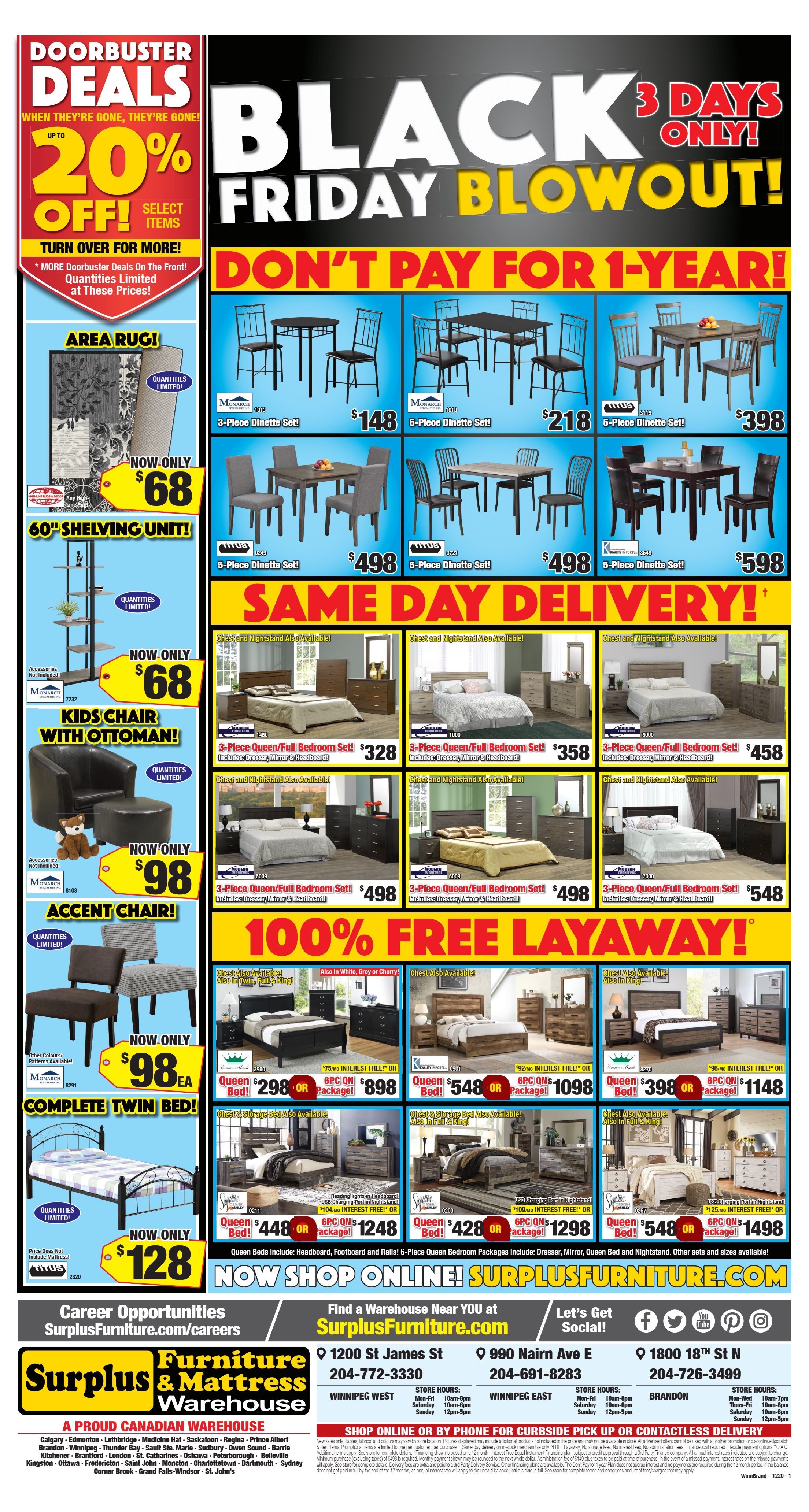 Surplus Furniture & Mattress Warehouse (Brandon) Flyer November 24 to 30