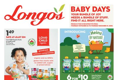 Longo's Baby Days Flyer November 26  to December 31