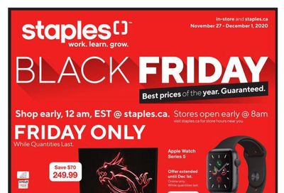 Staples Black Friday Flyer November 25  to December 1, 2020