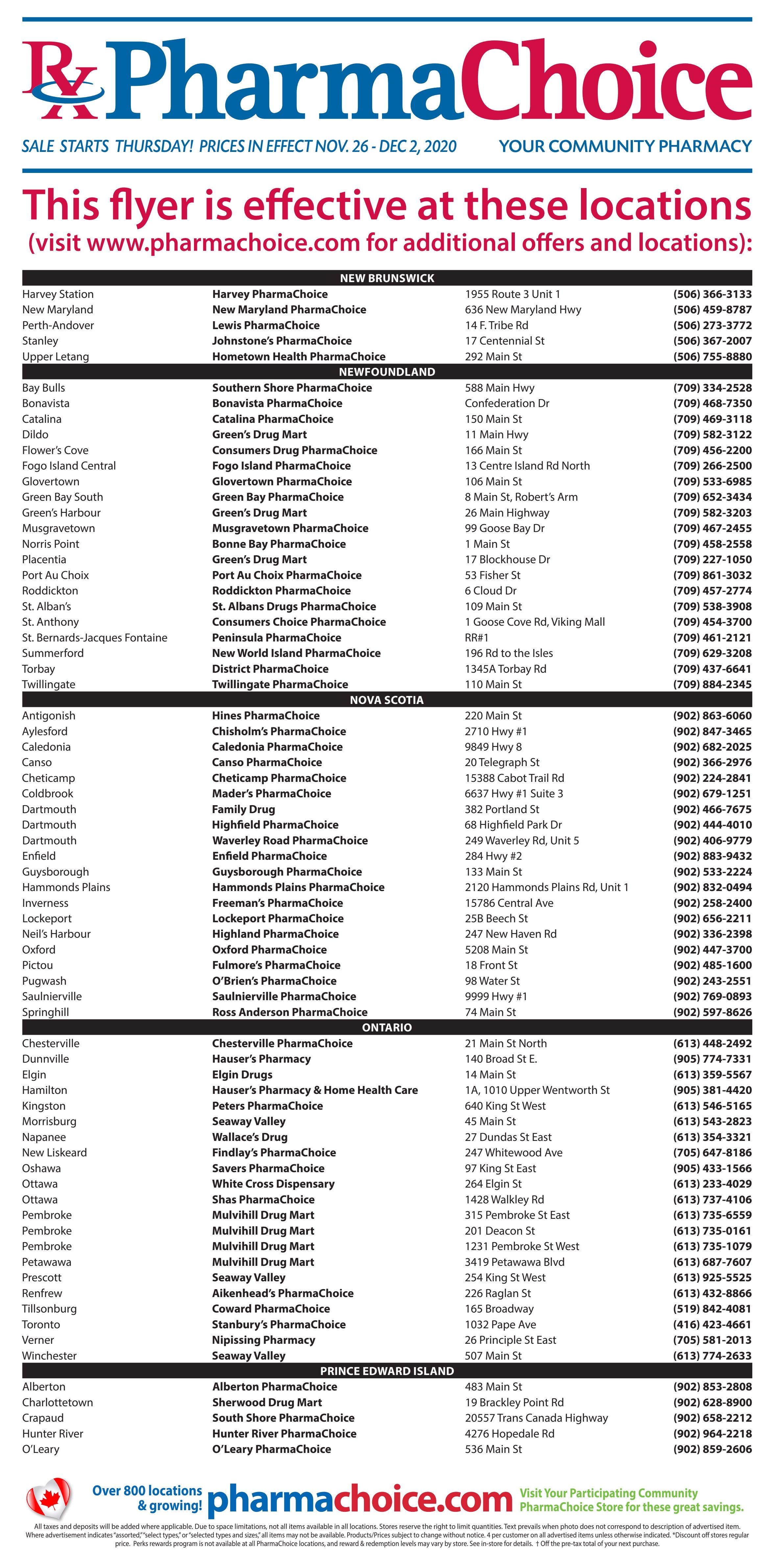 PharmaChoice (ON & Atlantic) Flyer November 26 to December 2