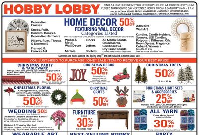 Hobby Lobby Weekly Ad Flyer November 26 to November 28