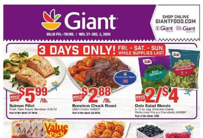 Giant Food Weekly Ad Flyer November 27 to December 3
