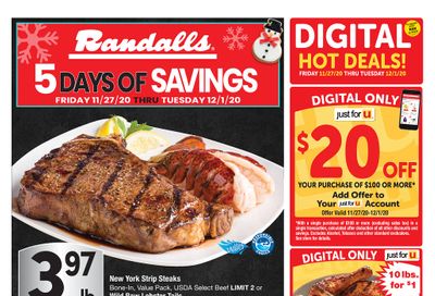 Randalls 5 Day Sale Ad Flyer November 27 to December 1, 2020