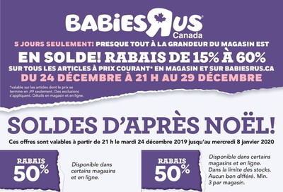 Babies R Us (QC) 2019 Boxing Week Flyer December 24 to January 8