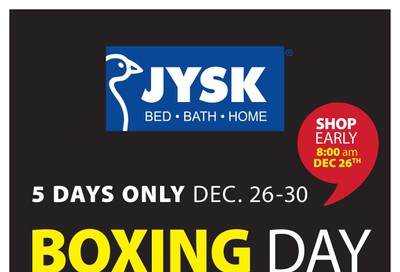 JYSK (ON & Atlantic) Boxing Week Flyer December 26 to 30