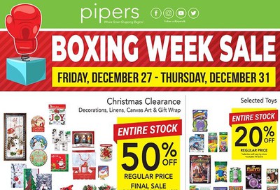 Pipers Superstore Boxing Week Sale Flyer December 27 to 31