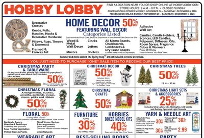 Hobby Lobby Weekly Ad Flyer November 29 to December 5