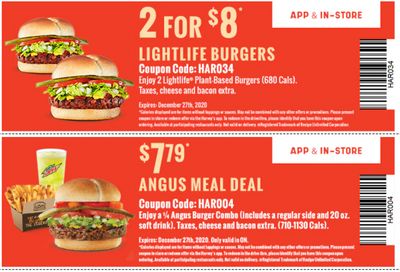Harvey’s Canada Coupons(ON): until December 27