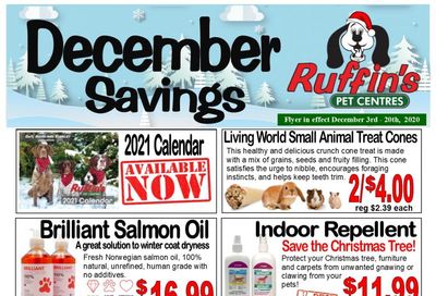 Rufiin's Pet Centre Flyer December 3 to 20