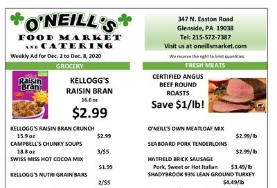 O'Neill's Food Market Weekly Ad Flyer December 2 to December 8, 2020