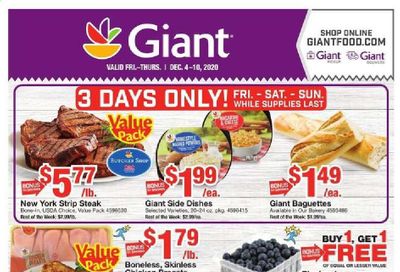 Giant Food Weekly Ad Flyer December 4 to December 10
