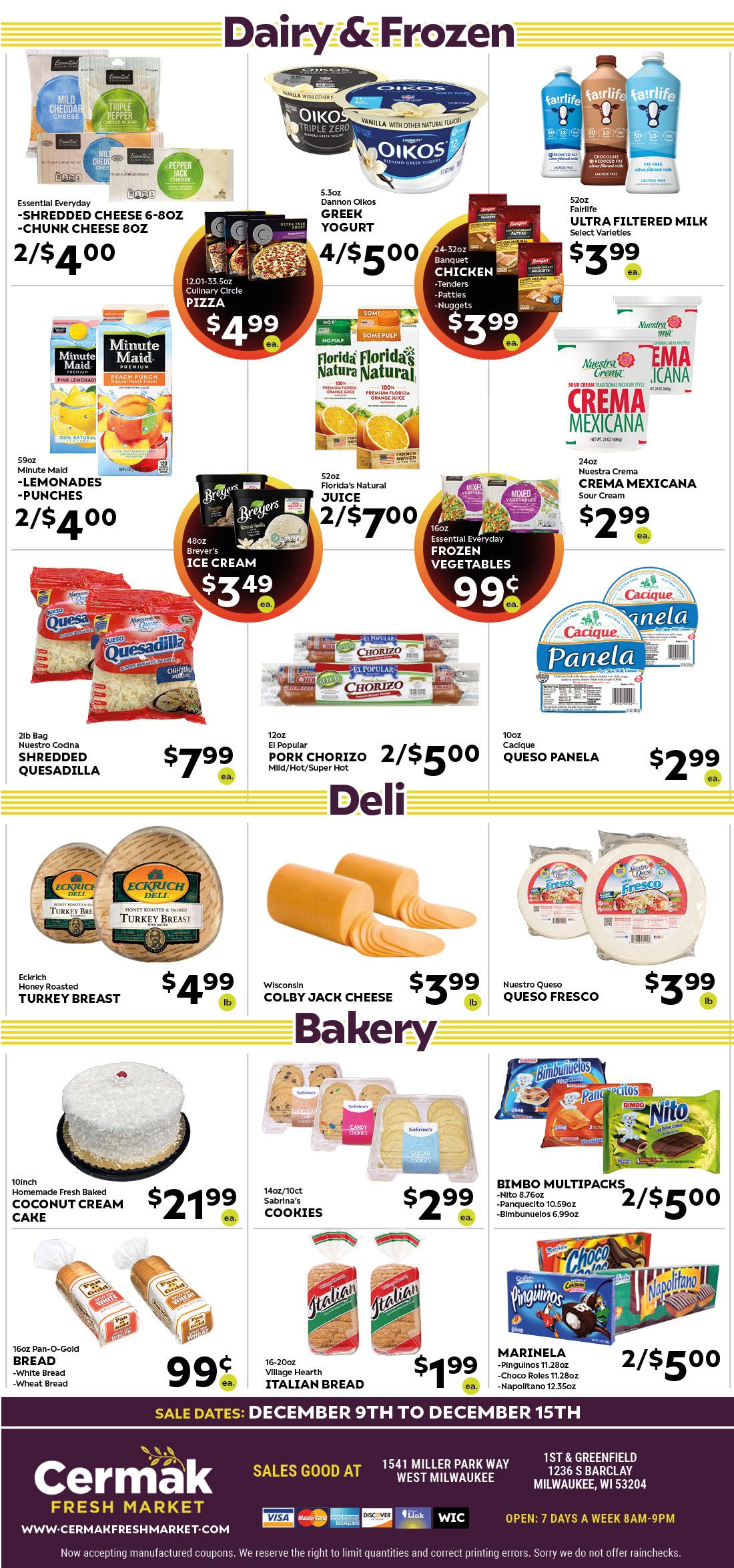 Cermak Fresh Market (WI) Weekly Ad Flyer December 9 to December 15, 2020