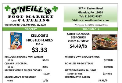 O'Neill's Food Market Weekly Ad Flyer December 9 to December 15, 2020