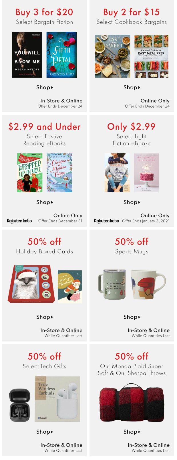 Chapters Indigo Online Deals of the Week December 14 to 20
