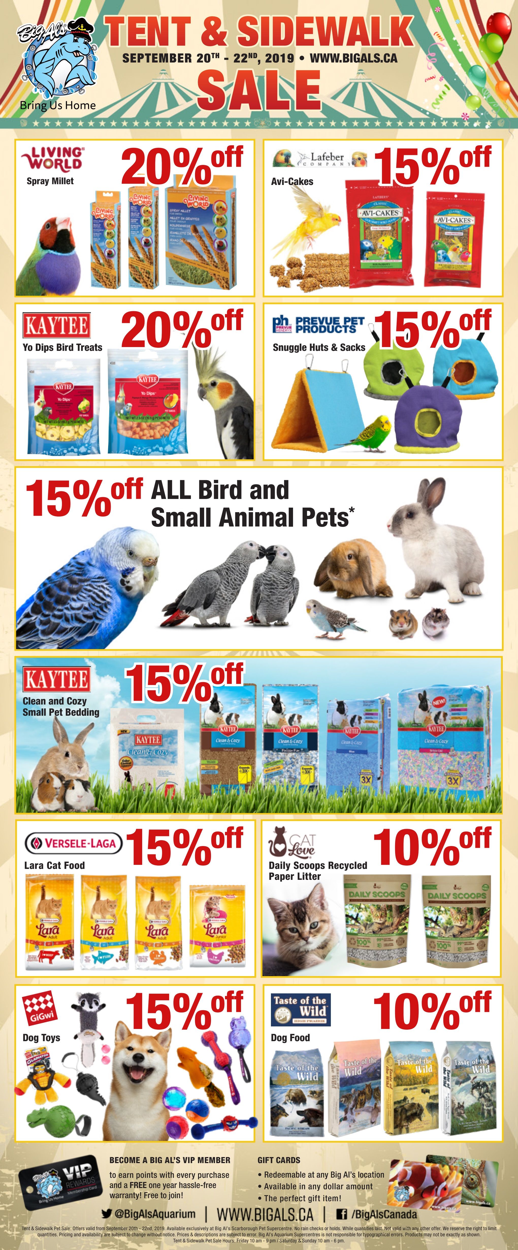 Big Al's Tent and Sidewalk Sale Flyer September 20 to 22