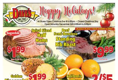 Dave's Markets Christmas Holiday Weekly Ad Flyer December 16 to December 24, 2020