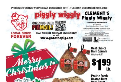 Piggly Wiggly (LA) Christmas Holiday Weekly Ad Flyer December 16 to December 29, 2020