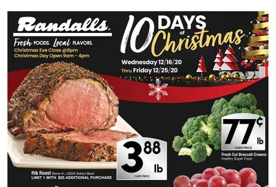 Randalls Christmas Holiday Weekly Ad Flyer December 16 to December 25, 2020