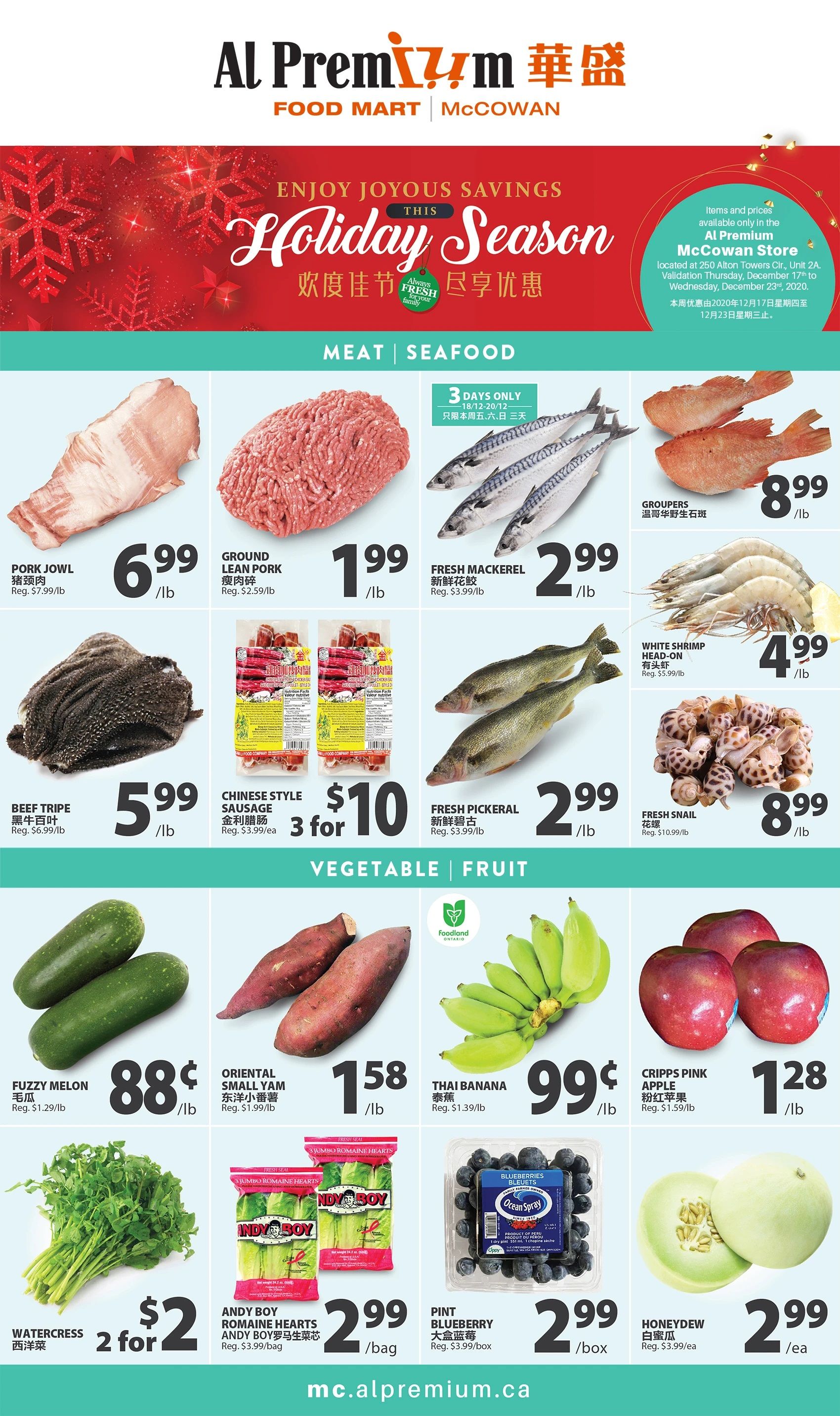 Al Premium Food Mart (McCowan) Flyer December 17 to 23