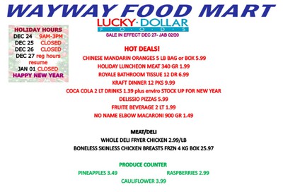 WayWay Food Mart Flyer December 27 to January 2