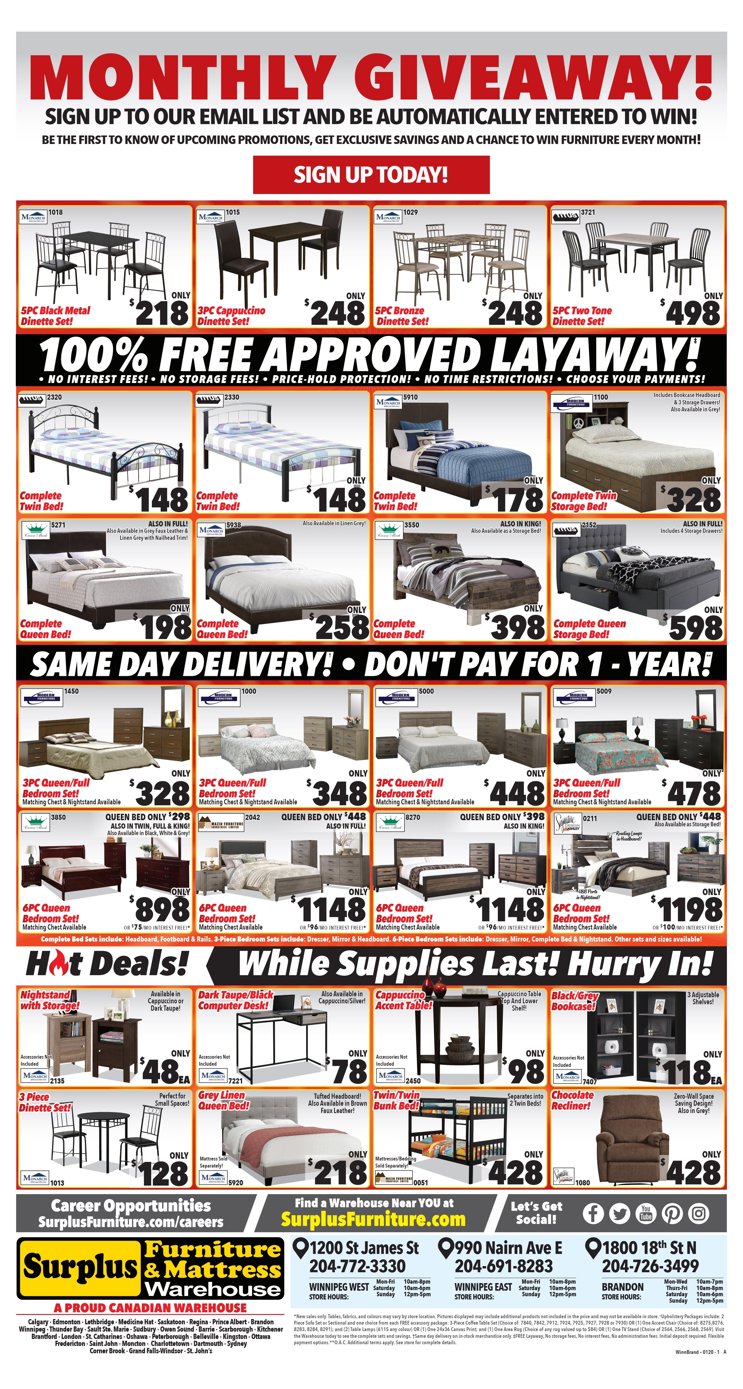 Surplus Furniture & Mattress Warehouse (Winnipeg) Flyer December 31 to January 13