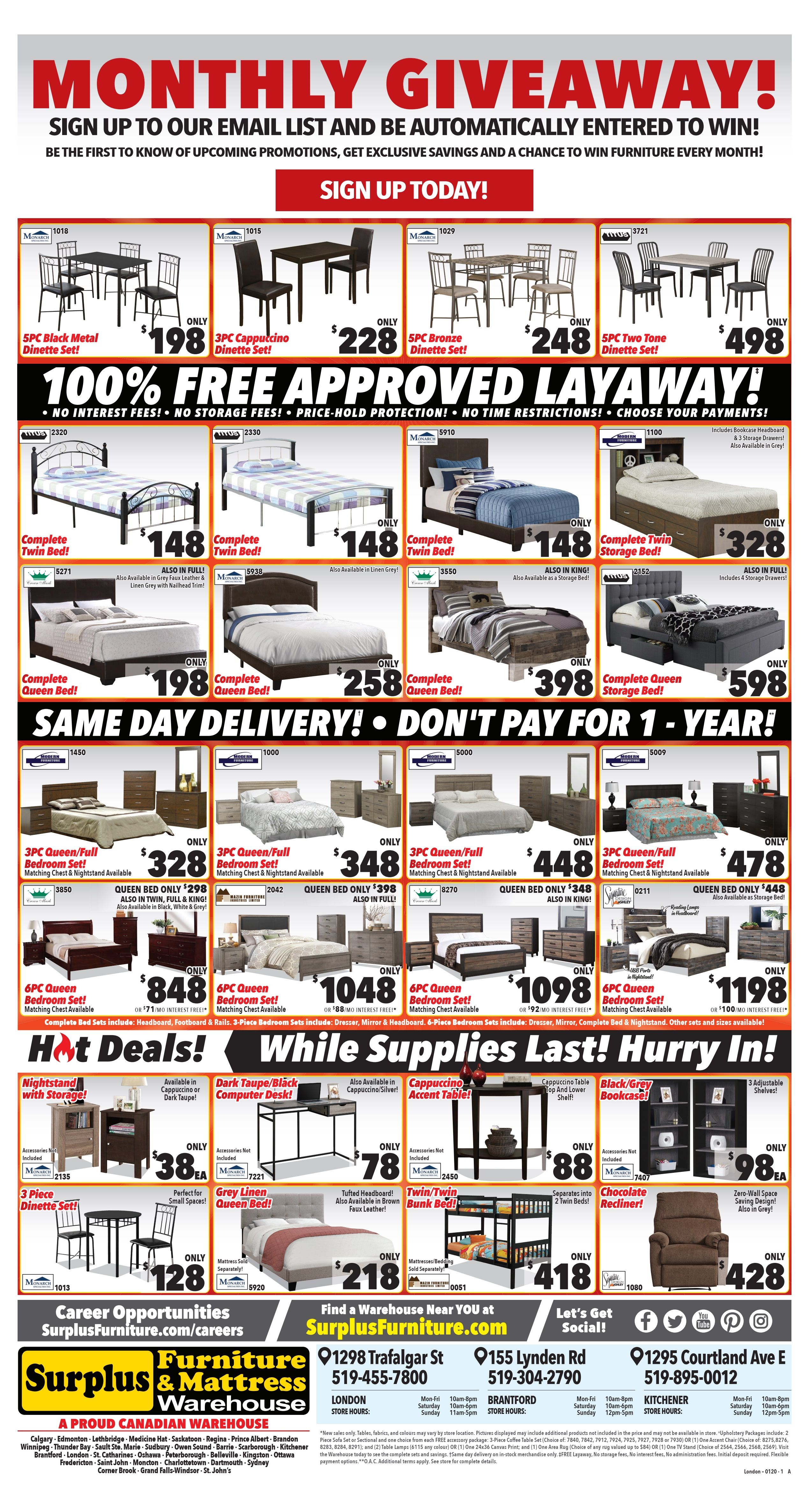 Surplus Furniture & Mattress Warehouse (London) Flyer December 31 to January 13