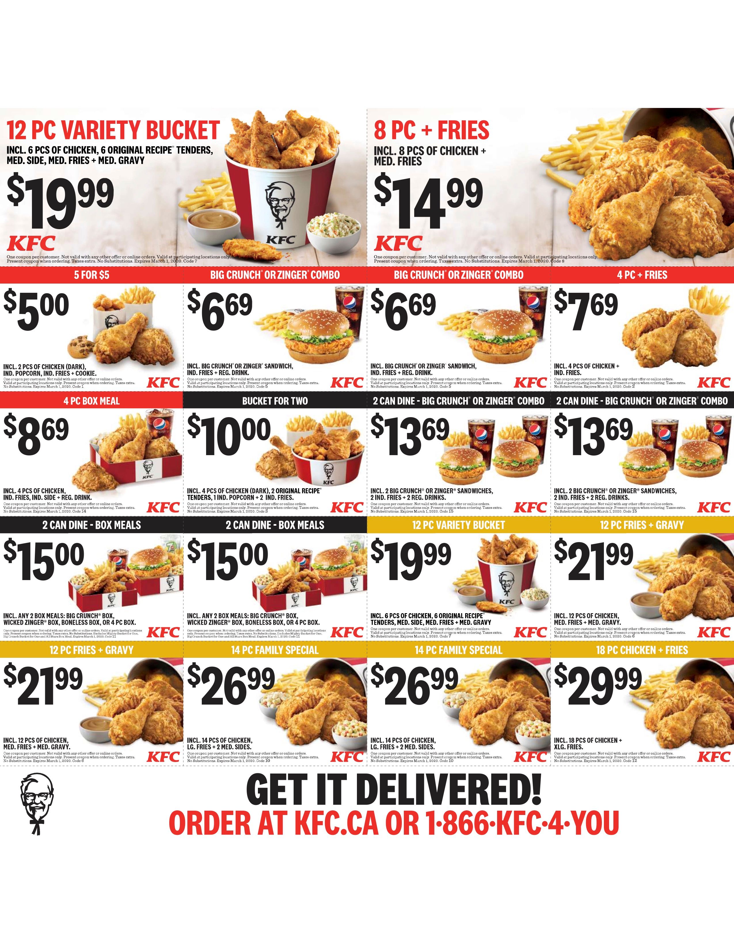 kfc canada mailer coupons bc until march 1