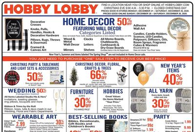 Hobby Lobby Weekly Ad Flyer December 20 to December 26