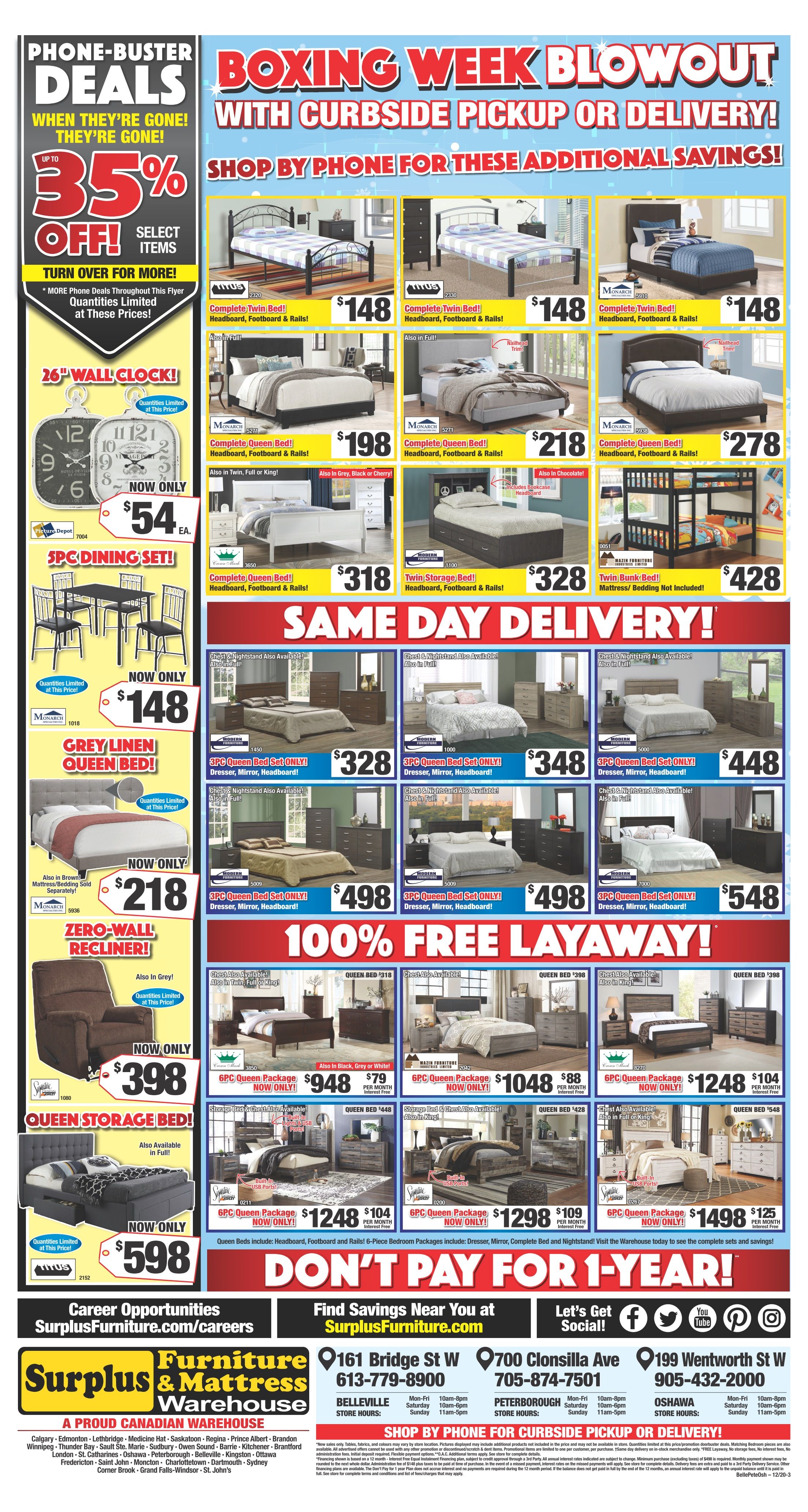 Surplus Furniture & Mattress Warehouse (Peterborough) Flyer December 22 to January 4