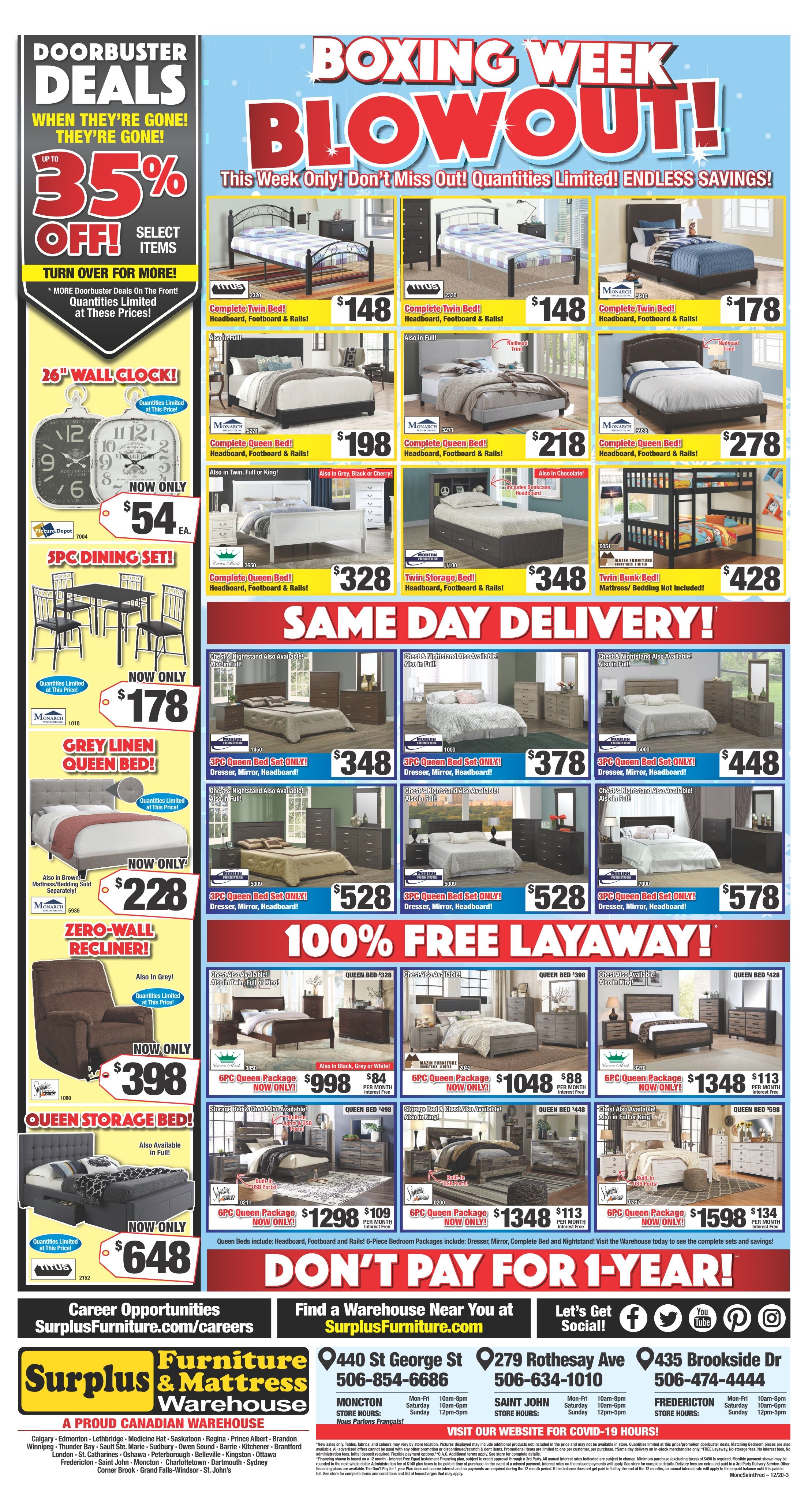 Surplus Furniture & Mattress Warehouse (Moncton) Flyer December 22 to January 4