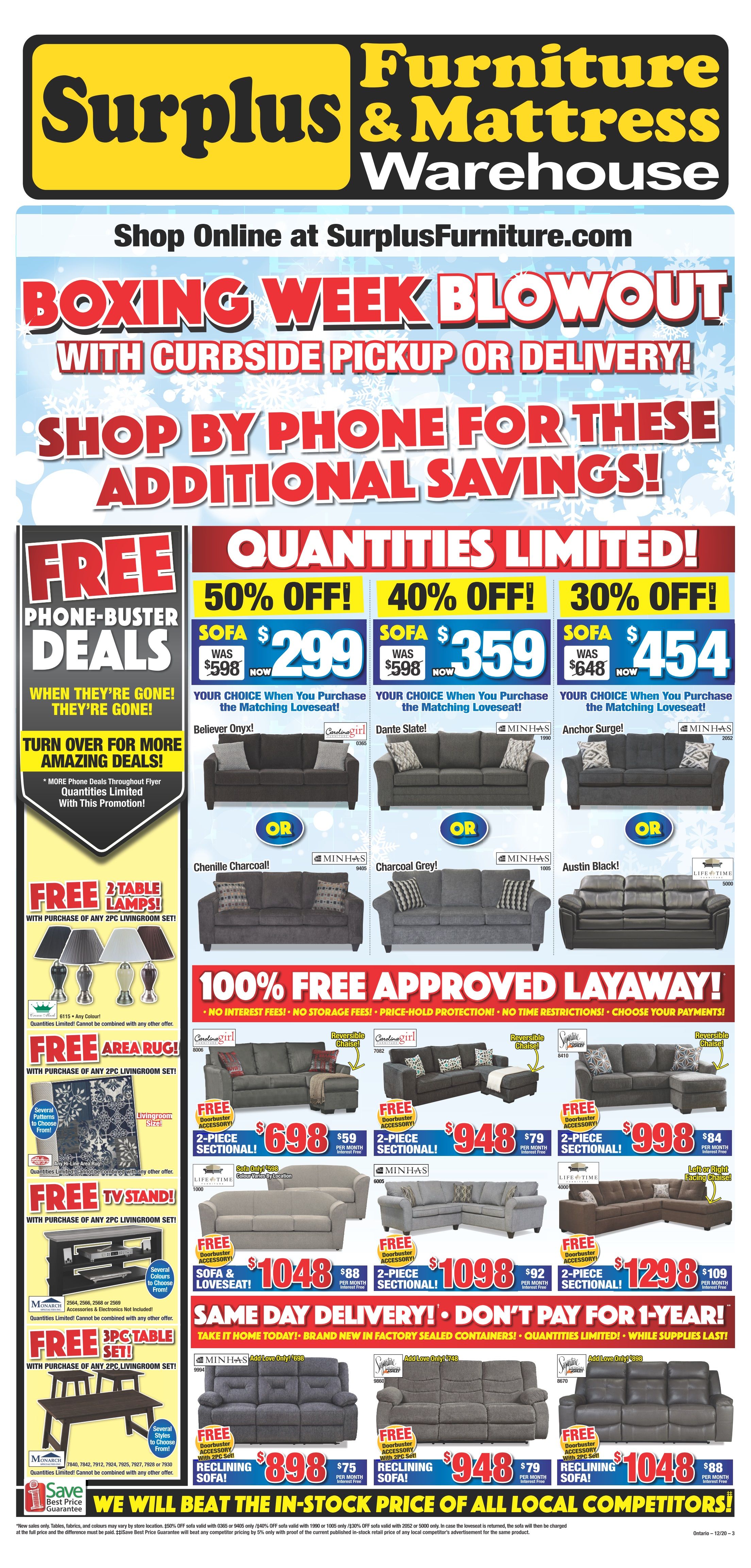 Surplus Furniture Mattress Warehouse Kitchener Flyer December 22 To January 4