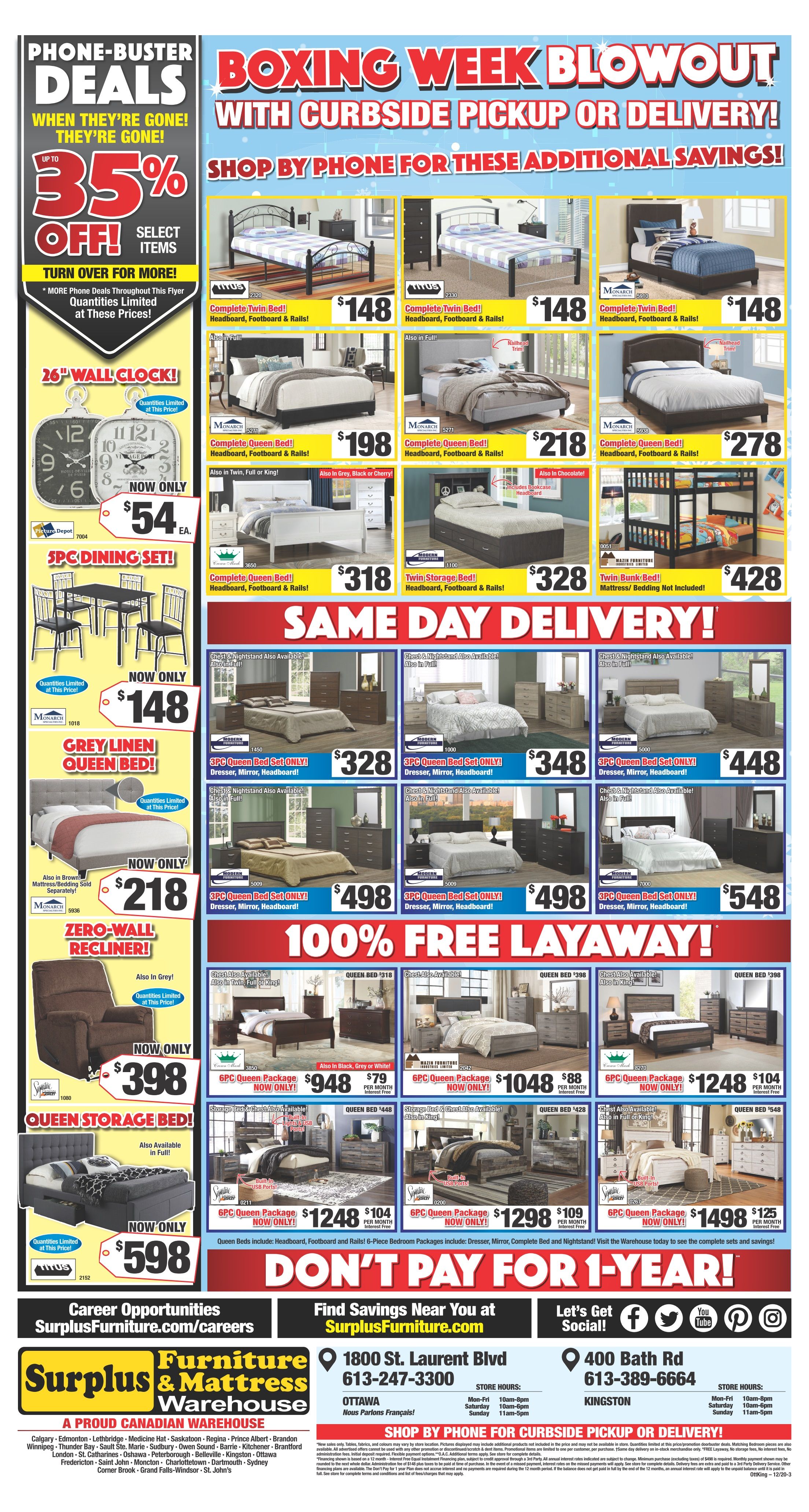 Surplus Furniture & Mattress Warehouse (Kingston) Flyer December 22 to January 4