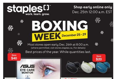 Staples Boxing Day/Week Flyer December 25 to 29, 2020