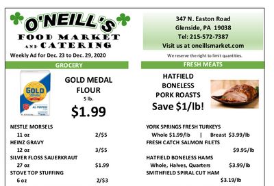O'Neill's Food Market Holiday Weekly Ad Flyer December 23 to December 29, 2020